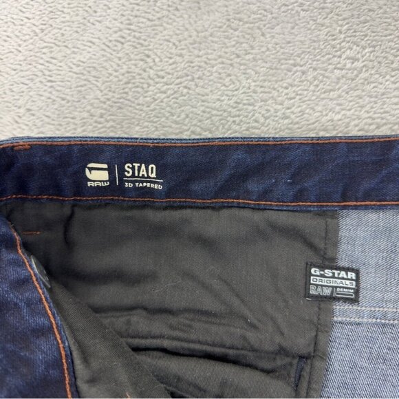 Vintage G-Star Men's Sz 40x31 Staq 3D Tapered Dark Indigo Denim Jeans Button Fly - Picture 6 of 13